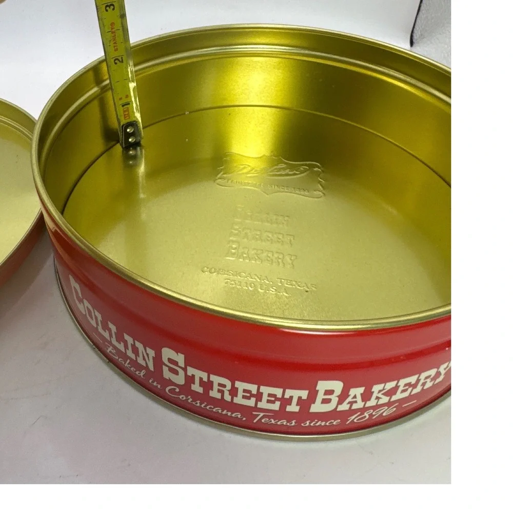 Collin Street Bakery Texas Christmas Fruitcake Tin Vintage Holiday Decor Red